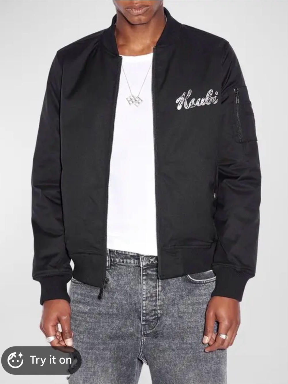 Ksubi Black Bomber Jacket with Script Logo